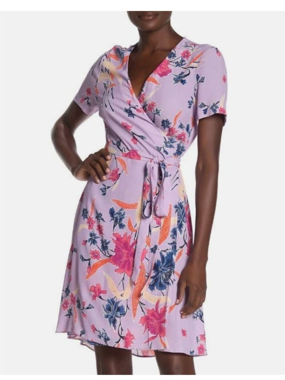 Diane Von Furstenberg Lavender Floral Wrap Mini